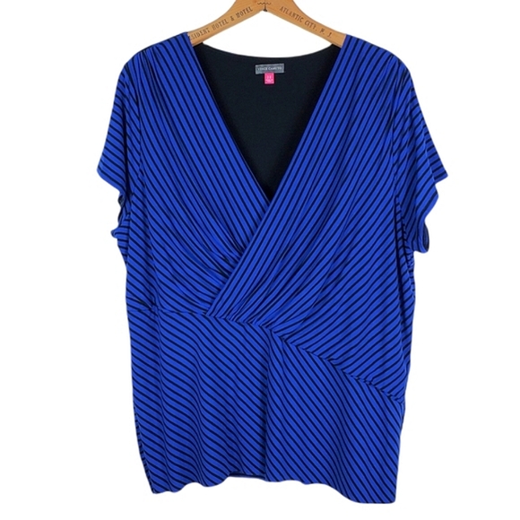 Vince Camuto Tops - Vince Camuto Striped V-Neck Short Sleeve Top